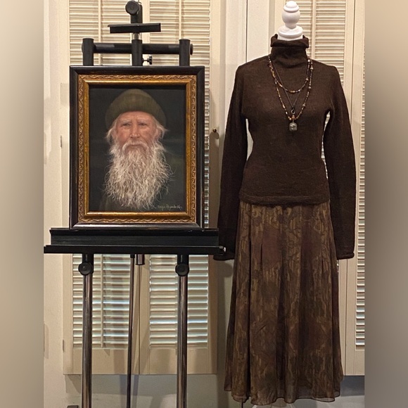 Peruvian Collection dark brown and olive silk skirt - Picture 4 of 10